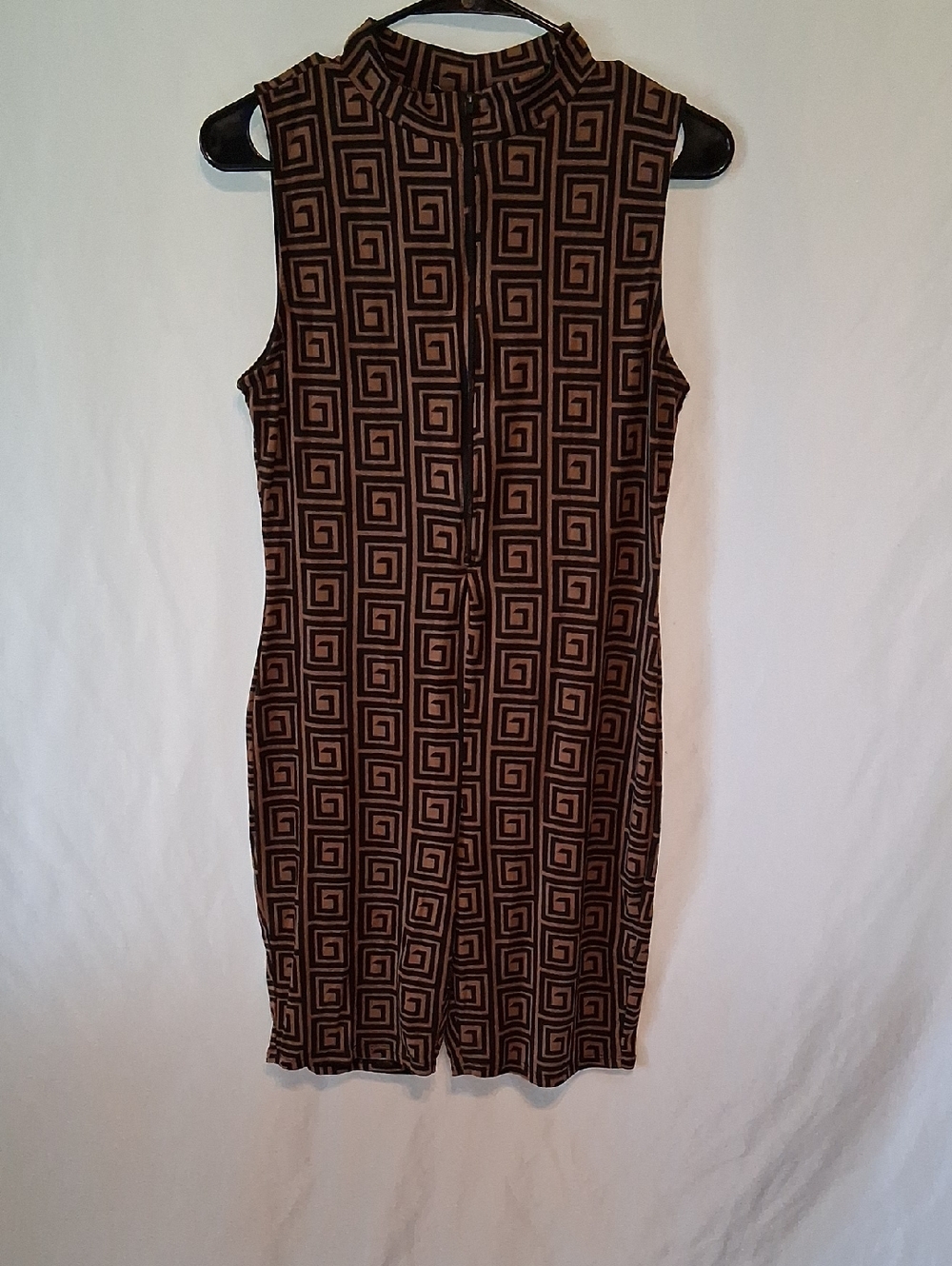 Fashion Nova Brown & Black Geometric Sleeveless Romper